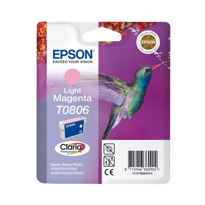 Epson T0806 Bläckpatron Ljus magenta | Kontor - Skrivare & tillbehör - Bläckpatroner - Epson | GameStuff