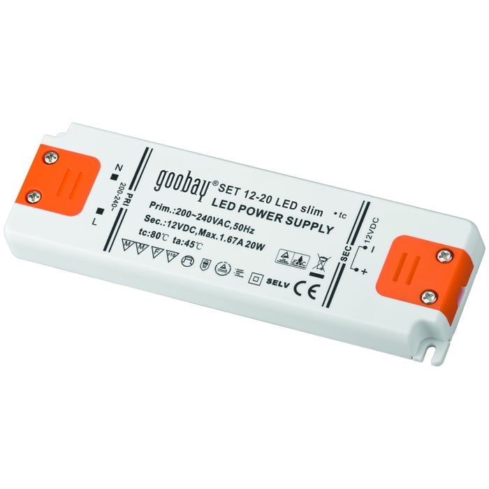 LED-transformator Lågprofil 20 W | Belysning & lampor - Lamptillbehör - Transformatorer - LED-transformatorer | GameStuff