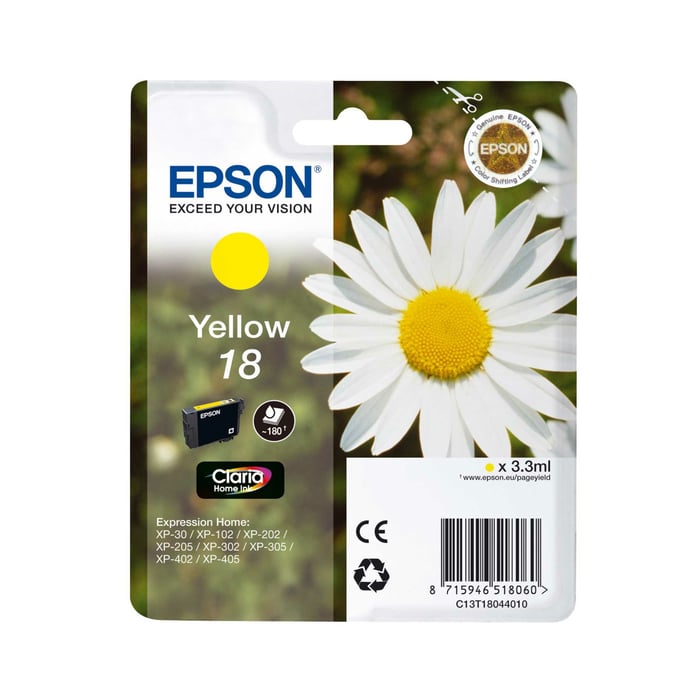 Epson T1804 Bläckpatron Gul | Kontor - Skrivare & tillbehör - Bläckpatroner - Epson | GameStuff