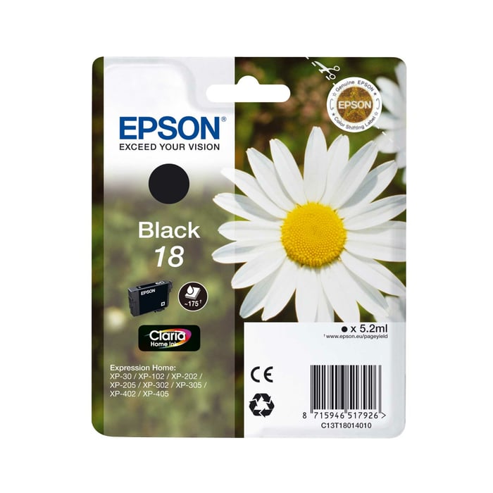 Epson T1801 Bläckpatron Svart | Kontor - Skrivare & tillbehör - Bläckpatroner - Epson | GameStuff
