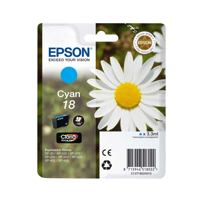 Epson T1802 Bläckpatron Cyan | Kontor - Skrivare & tillbehör - Bläckpatroner - Epson | GameStuff