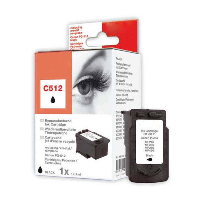Peach PG-512 Bläckpatron Svart | Kontor - Skrivare & tillbehör - Bläckpatroner - Canon | GameStuff