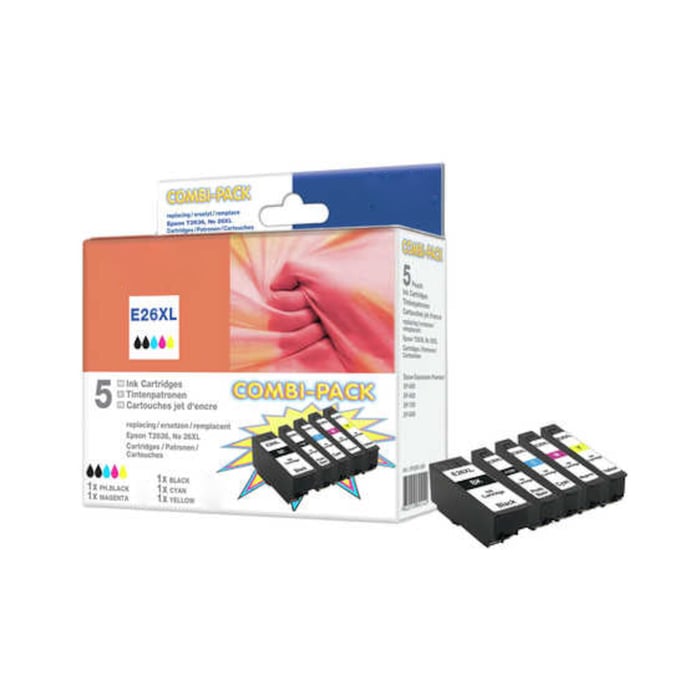 Peach T26XL Bläckpatron 5-pack | Kontor - Skrivare & tillbehör - Bläckpatroner - Epson | GameStuff