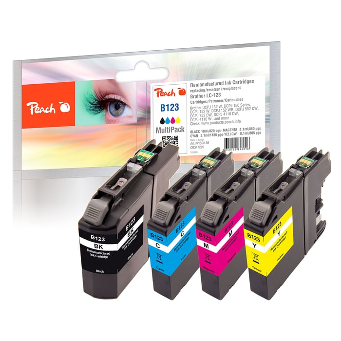 Peach LC123 Bläckpatron 4-pack | Kontor - Skrivare & tillbehör - Bläckpatroner - Brother | GameStuff