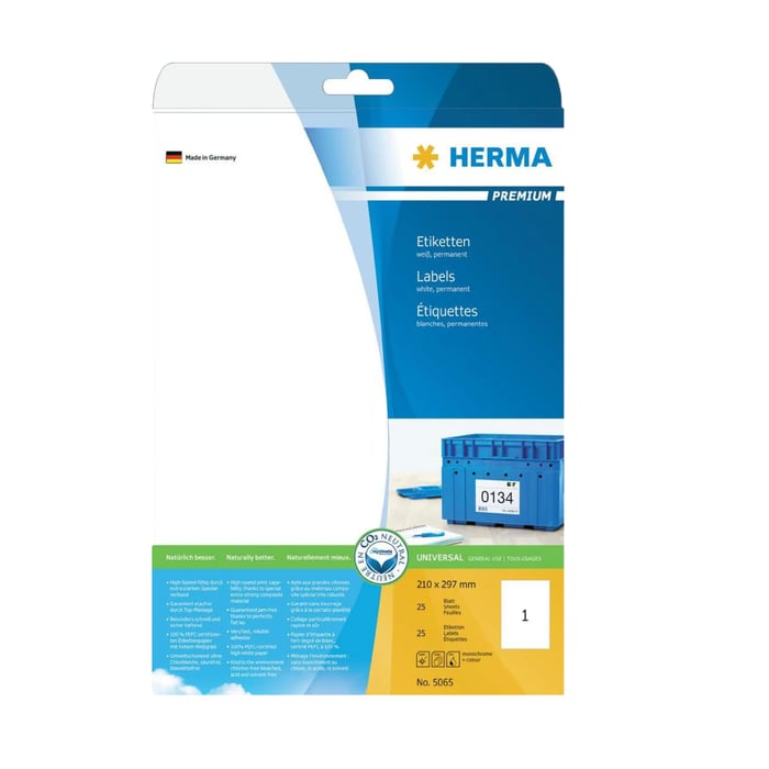 Herma Selvklebende skriverpapir, A4, 25-pakning Permanent