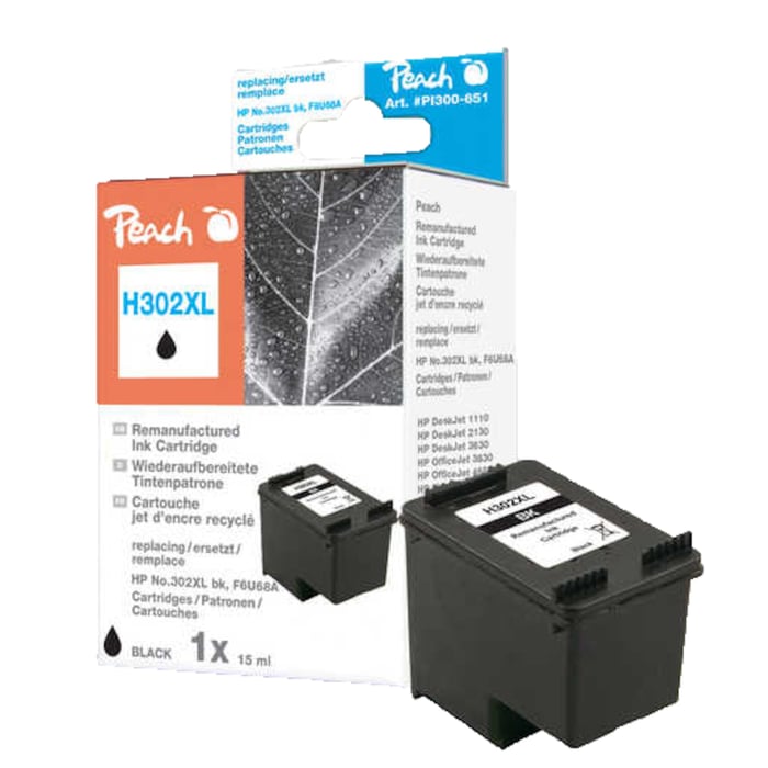 Peach Bläckpatron motsvarar HP 302XL Svart | Kontor - Skrivare & tillbehör - Bläckpatroner - HP | GameStuff