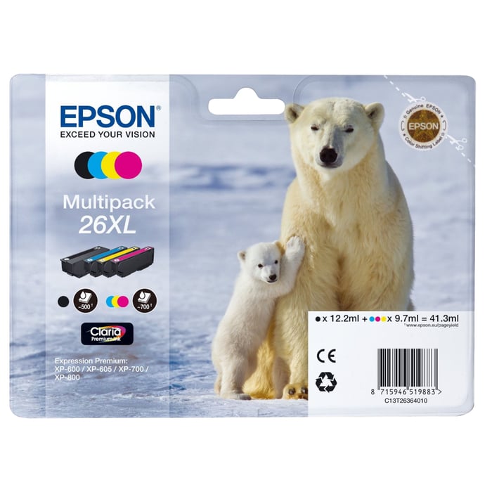 Epson T2636 Bläckpatroner XL 4-pack | Kontor - Skrivare & tillbehör - Bläckpatroner - Epson | GameStuff
