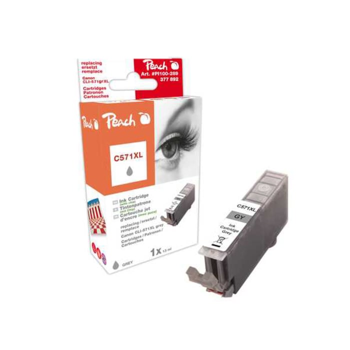 Peach CLI571 XL Bläckpatron Grå | Kontor - Skrivare & tillbehör - Bläckpatroner - Canon | GameStuff