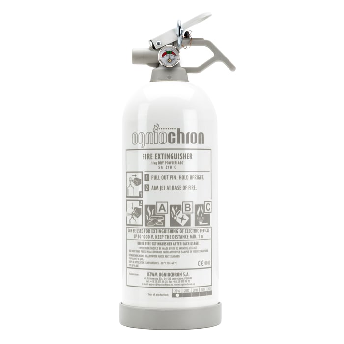 Brandsläckare med pulver 1 kg Vit