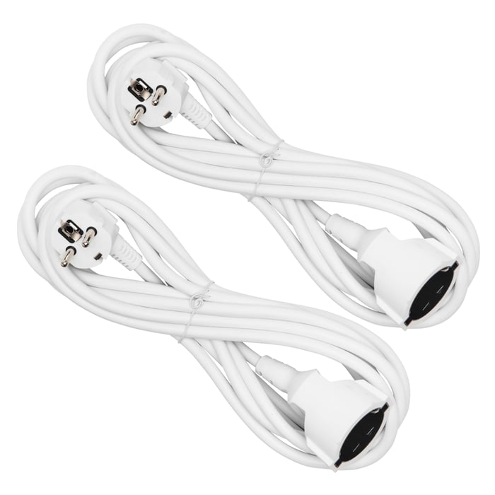 Luxorparts Förlängningskabel Jordad 5 m 2-pack | Kablar & kontakter - Strömkablar - Förlängningskablar | GameStuff