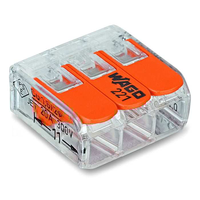 Wago 221-413 Öppningsbar snabbklämma 3 anslutningar 12-pack | El & verktyg - Elinstallation - Koppling, dosor, lister | GameStuff