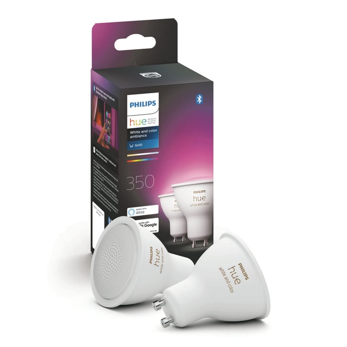Philips Hue Color Ambiance Smart LED-pære GU10 350 lm 2-pk.