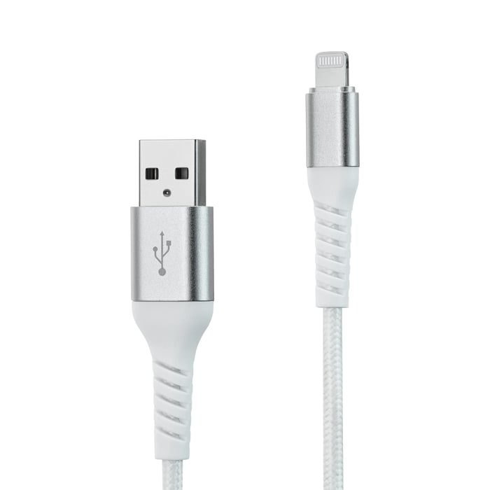 Linocell Premium Kevlar USB-A till Lightning-kabel 1 m Vit