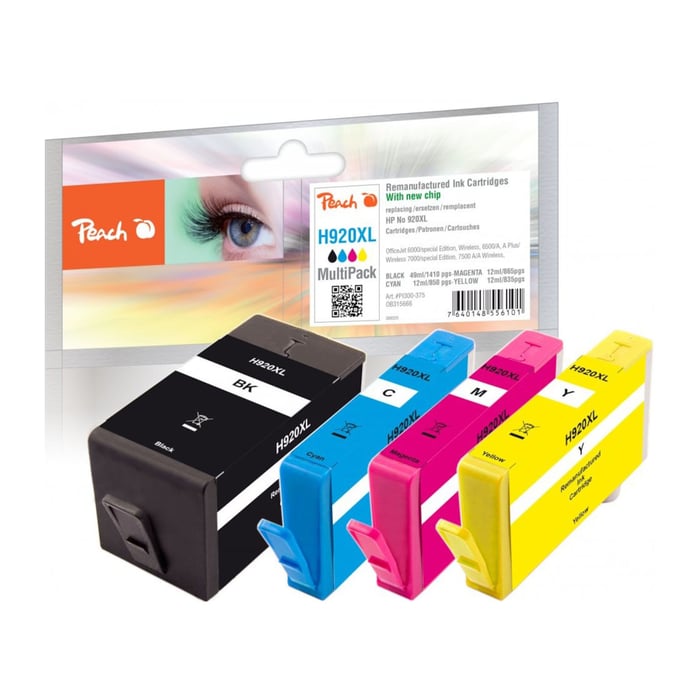 Peach Blekkpatron tilsvarer HP 920XL multipakke