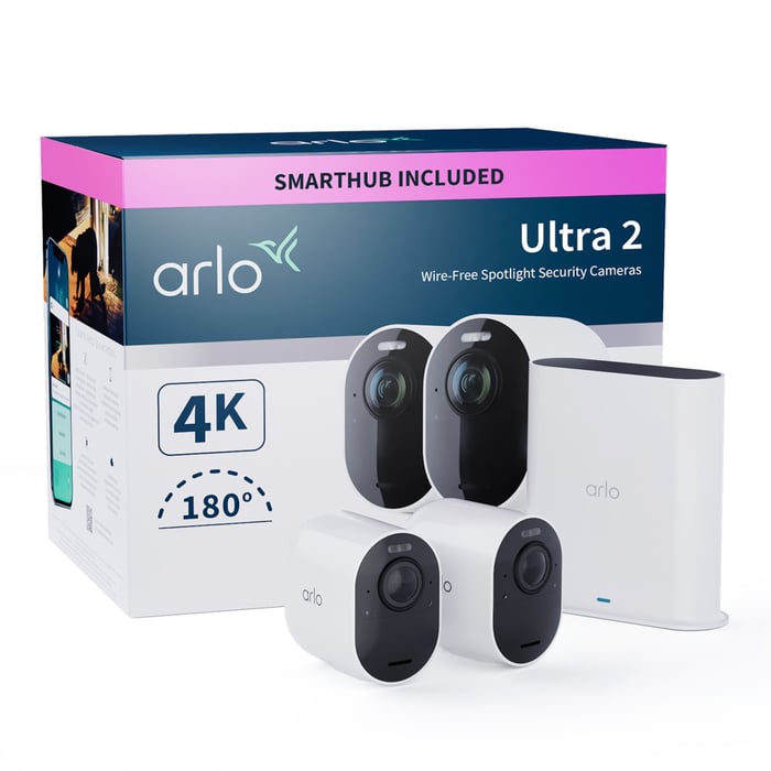 Arlo Ultra 2 Spotlight Trådlös Övervakningskamera 2-pack | Säkerhet & övervakning - Kameraövervakning - Övervakningskameror - Batteridrivna övervakningskameror | GameStuff