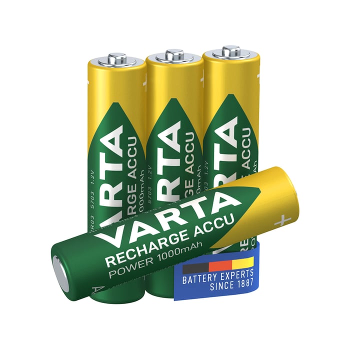 Varta Laddningsbara AAA-batterier 1000 mAh 4-pack | El & verktyg - Batterier - AAA-batterier | GameStuff