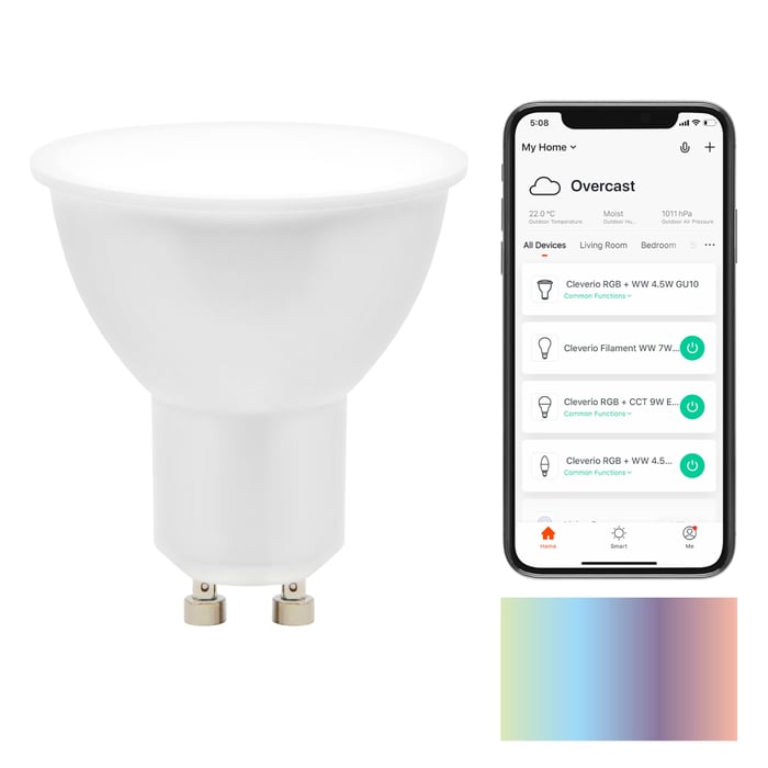 Cleverio Smart GU10 RGB LED-lampa 400 lm | Belysning & lampor - Smart belysning - Cleverio smarta lampor | GameStuff