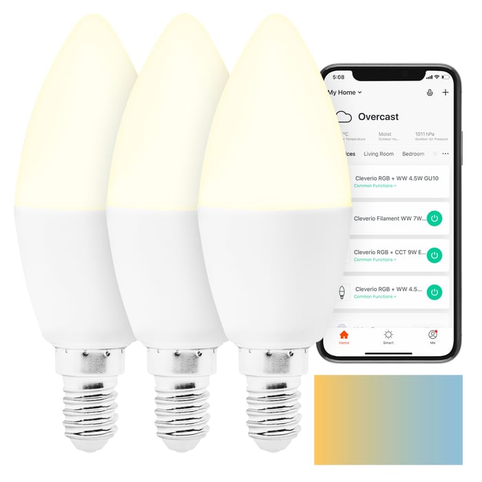 Cleverio Smart E14 LED-lampa 470 lm 3-pack | Belysning & lampor - Smart belysning - Cleverio smarta lampor | GameStuff