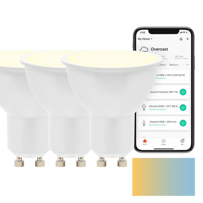 Cleverio Smart GU10 LED-lampa 400 lm 3-pack | Belysning & lampor - Smart belysning - Cleverio smarta lampor | GameStuff