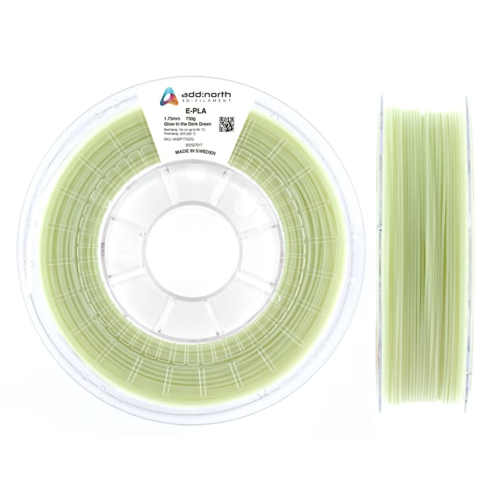 E-PLA-filament för 3D-skrivare 1.75 mm Dark Green självlysande