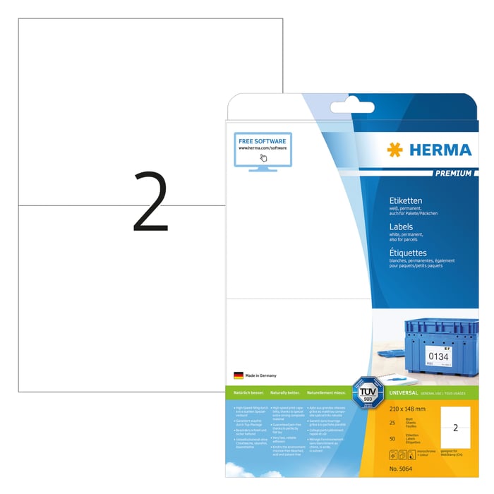 Herma Självhäftande skrivarpapper A5 50-pack Permanent | Kontor - Skrivare & tillbehör - Papper - Etiketter | GameStuff