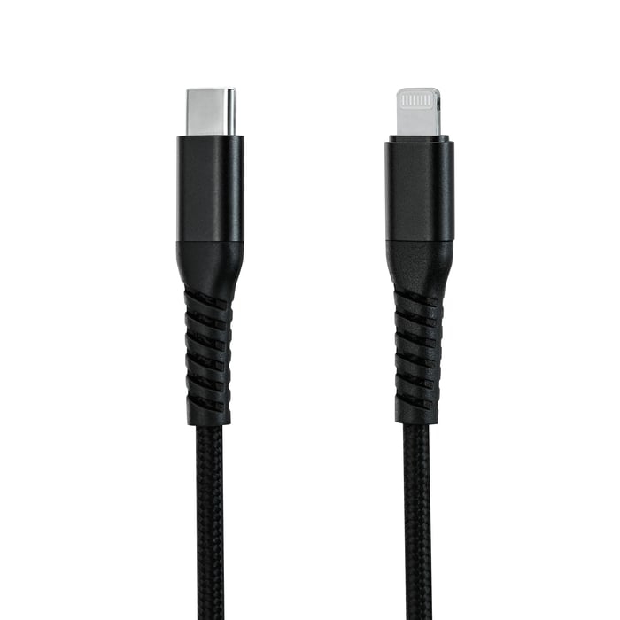 Linocell Premium Kevlar USB-C- till Lightning-kabel Svart 1 m