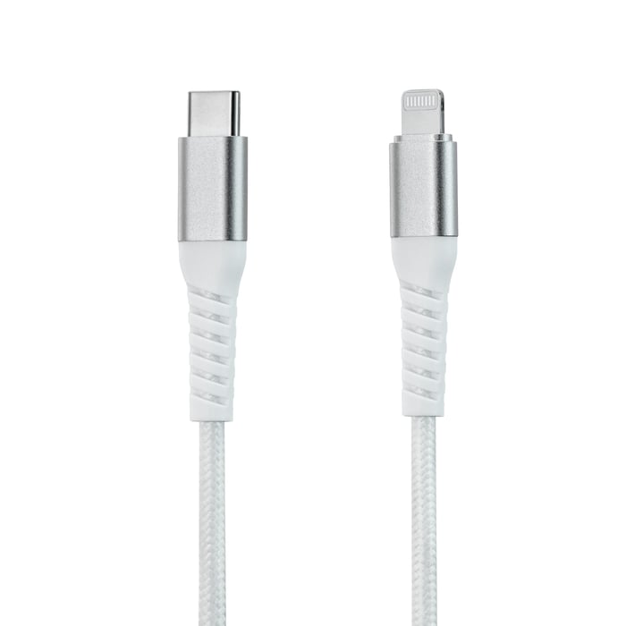 Linocell Premium Kevlar USB-C- till Lightning-kabel Vit 0,5 m