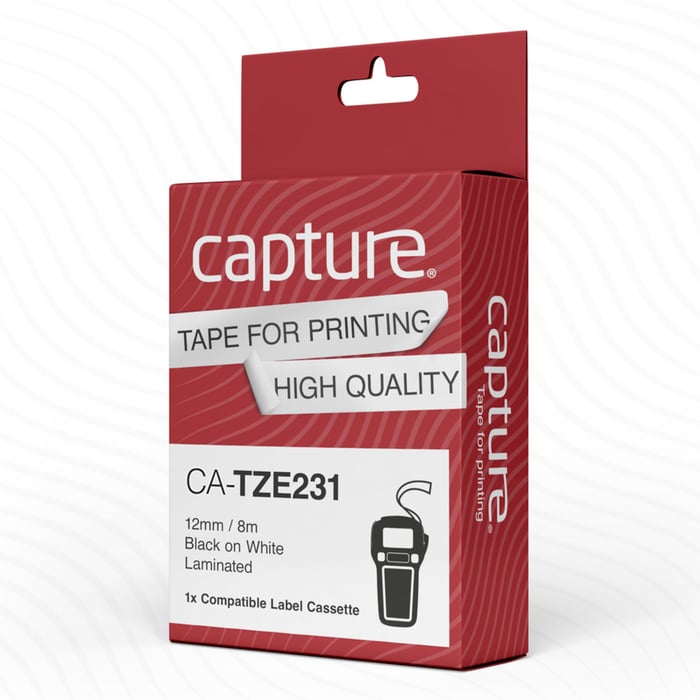 Capture Märktejp för Brother P-touch Svart på Vit | Kontor - Märkning - Etiketter | GameStuff