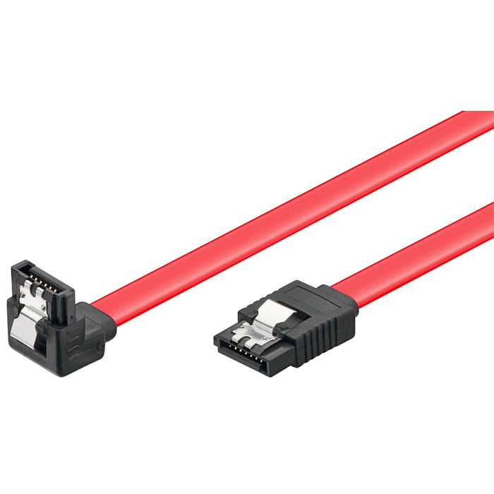 SATA 6 Gb/s-kabel med lås, vinklad/rak 0,5 m