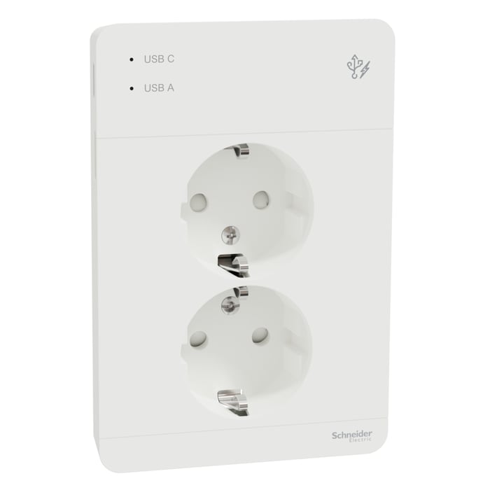 Schneider Electric Exxact Jordet vegguttak med USB-porter