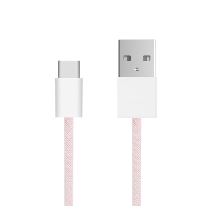 Linocell Flätad USB-A- till USB-C-kabel Rosa 0,5 m