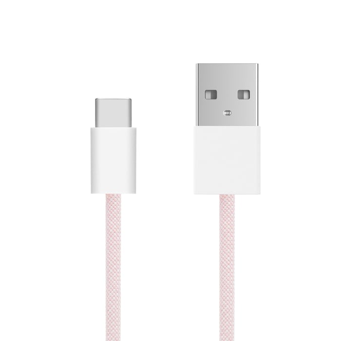 Linocell Flätad USB-A- till USB-C-kabel Rosa 1 m | Kablar & kontakter - Kablar till mobil - Kablar till Samsung | GameStuff