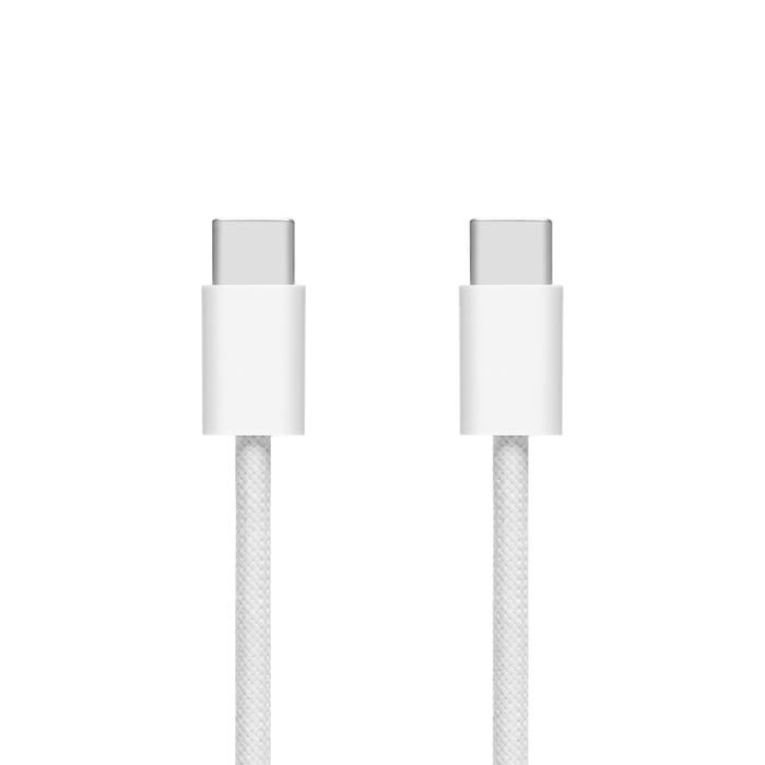 Linocell Flätad USB-C- till USB-C-kabel 60W Vit 0,5 m