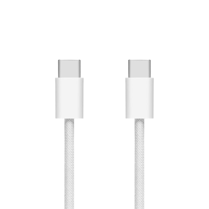 Linocell Flätad USB-C- till USB-C-kabel 60W Vit 1 m