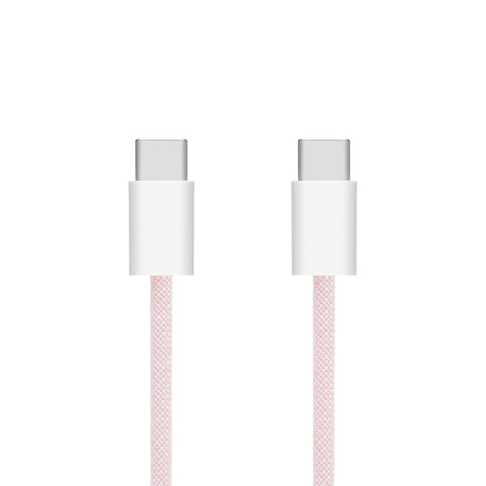 Linocell Flätad USB-C- till USB-C-kabel 60W Rosa 0,5