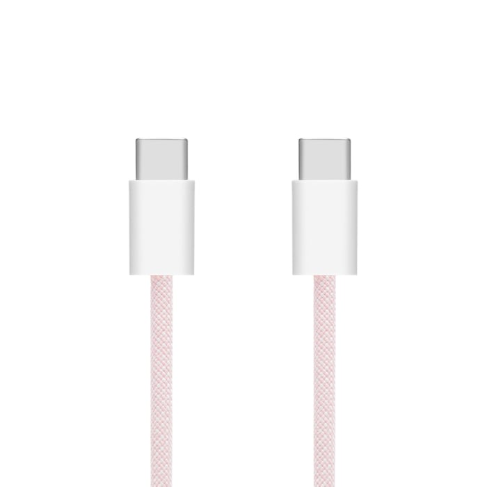Linocell Flätad USB-C- till USB-C-kabel 60W Rosa 2 m