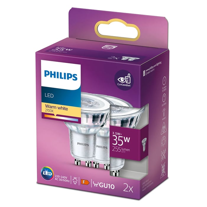 Philips Philips LED-lampa spot GU10 255 lm 2-pack | Belysning & lampor - Ljuskällor - GU10-lampor | GameStuff