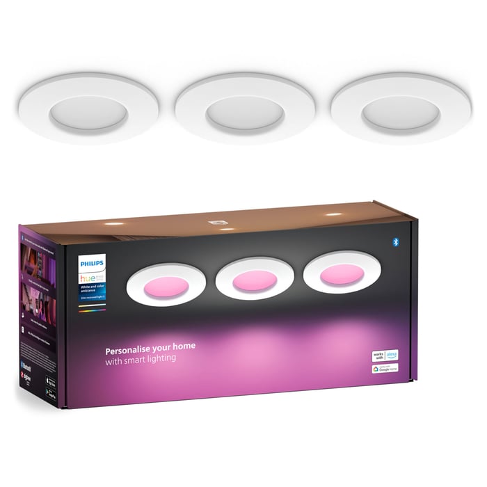 Philips Hue Slank innfelt belysning Ø90 mm 3-pakning Hvit