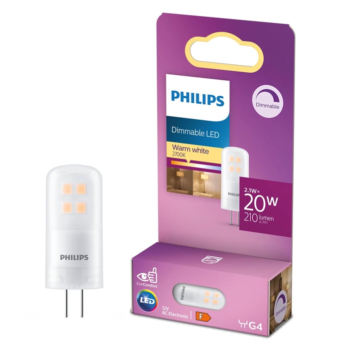 Philips LED-lampa dimbar G4 210 lm
