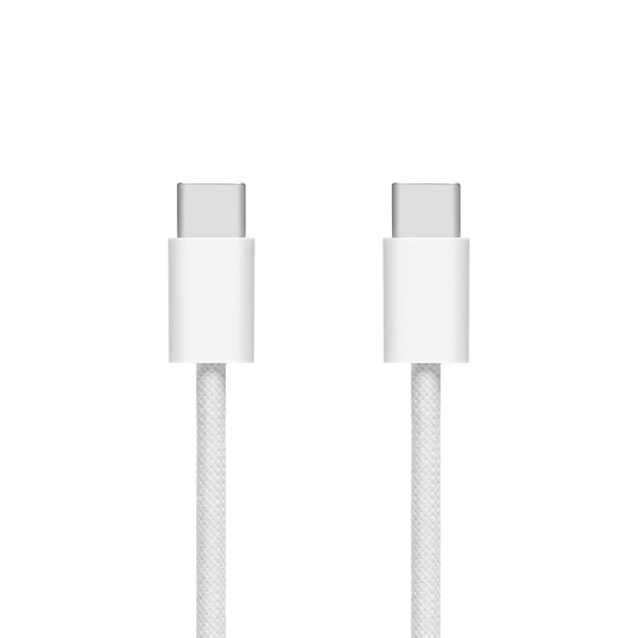 Linocell Flätad USB-C- till USB-C-kabel 240 W Vit 1m