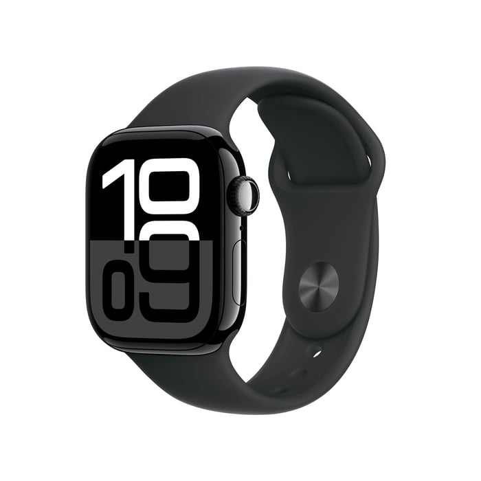 Apple Watch Series 10 GPS 42 mm Jet Black Case med Black Sport Band S/M