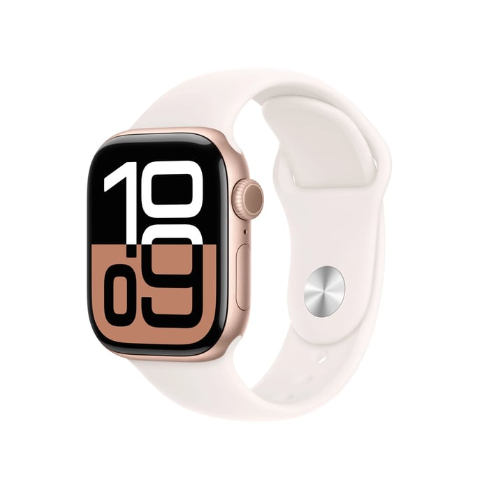 Apple Watch Series 10 GPS 42 mm Rose Gold Case med Light Blush Sport Band M/L