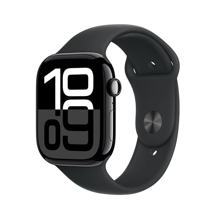 Apple Watch Series 10 GPS 46 mm Jet Black Case med Black Sport band S/M