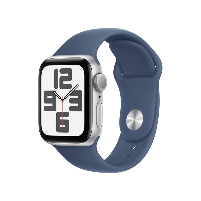 Apple Watch SE GPS 40 mm Silver Case med Denim Sport band S/M