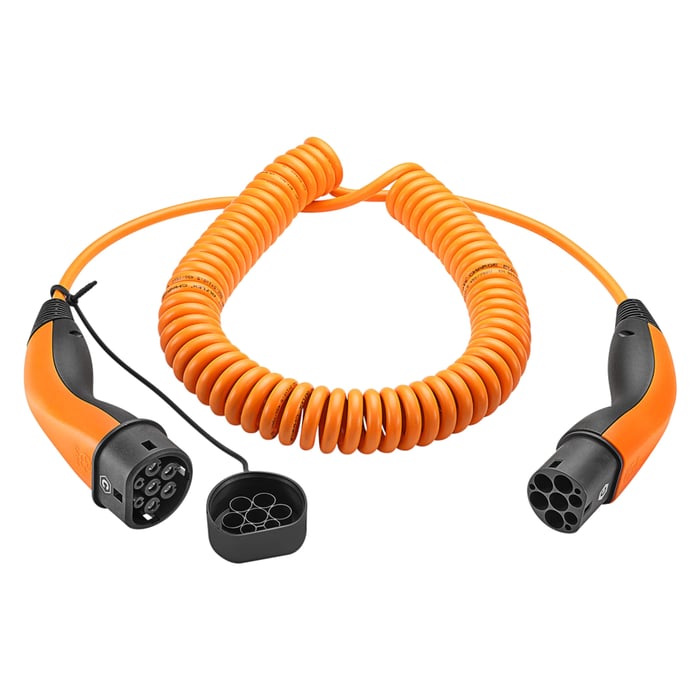 Ladekabel for elbil 11 kW - spiralkabel 5 m