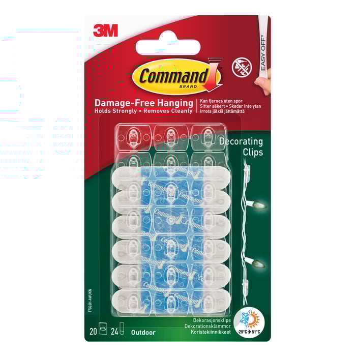 3M Command Dekorasjonsklemmer for utendørsbruk 20-pk.