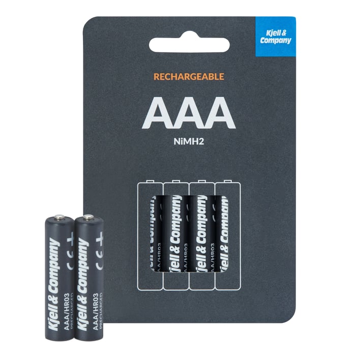 Kjell & Company Laddningsbara AAA-batterier 950 mAh 4-pack | El & verktyg - Batterier - AAA-batterier | GameStuff