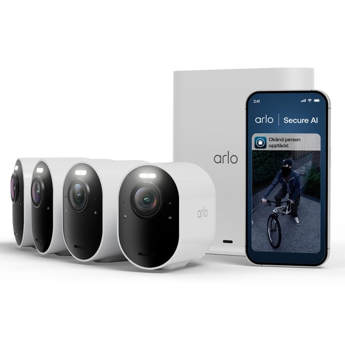 Arlo Ultra 3 4K – Trådlös övervakningskamera utomhus 4-pack | Säkerhet & övervakning - Kameraövervakning - Övervakningskameror - Arlo-kameror | GameStuff