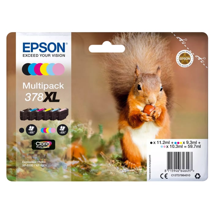 Epson 378XL Claria Photo HD multipack – 6 färger (original) | Kontor - Skrivare & tillbehör - Bläckpatroner - Epson | GameStuff