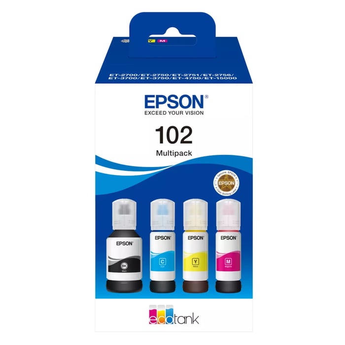 Epson 102 EcoTank påfyllingsblekk 337 ml - multipakke